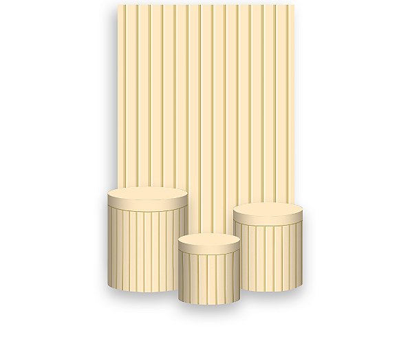 Painel De Festa Vertical 1,50 x 2,20 + Trio De Capas Cilindro - Efeito Ripado Madeira Amarelo 004