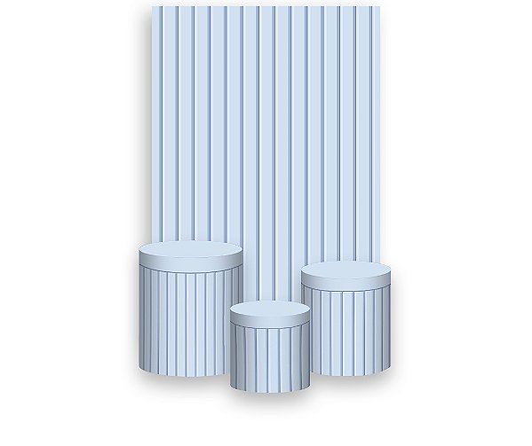 Painel De Festa Vertical 1,50 x 2,20 + Trio De Capas Cilindro - Efeito Ripado Madeira Azul 005