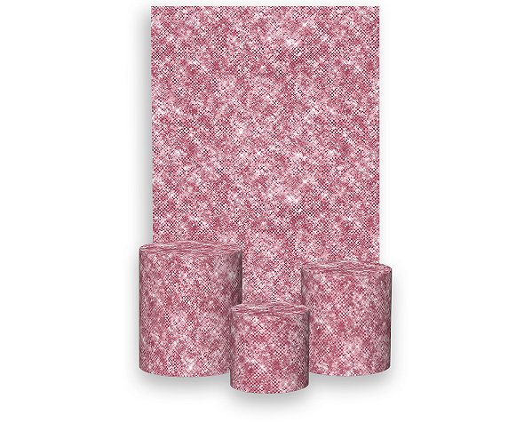 Painel De Festa Vertical 1,50 x 2,20 + Trio De Capas Cilindro - Efeito Lantejoulas Rosa Suave 027