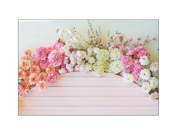 Fundo Fotográfico 2,20 x 1,50 - Gestante Rosa com Flores 189