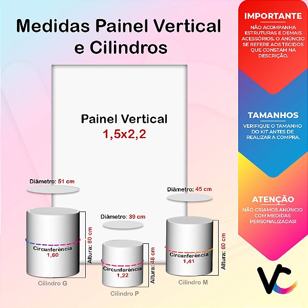 Painel De Festa Vertical 1,50 x 2,20 + Trio De Capas Cilindro - Efeito Brilhos Dourado 012