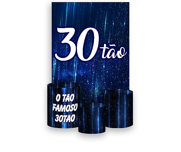 Painel De Festa Vertical 1,50 x 2,20 + Trio De Capas Cilindro - 30 Anos 30TÃO Azul 097