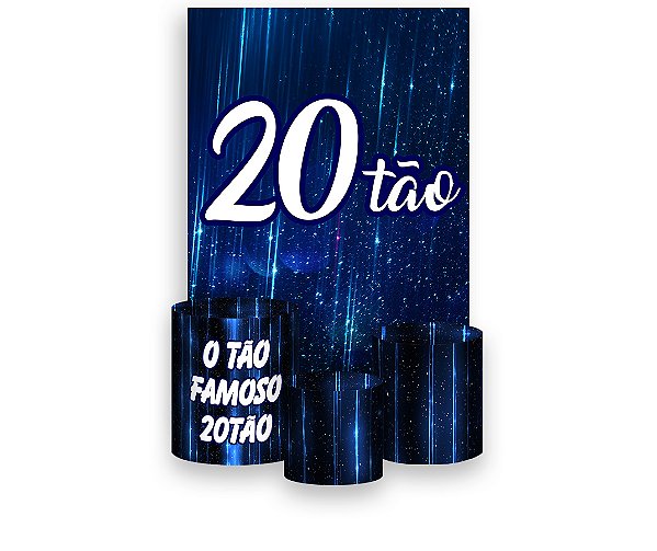 Painel De Festa Vertical 1,50 x 2,20 + Trio De Capas Cilindro - 20 Anos 20TÃO Azul 098