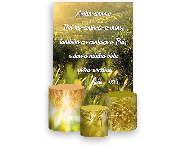 Painel De Festa Vertical 1,50 x 2,20 + Trio De Capas Cilindro - Pastor Paisagem 046