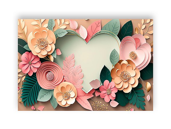 Fundo Fotográfico 2,20 x 1,50 - Moldura de Coração Floral 073