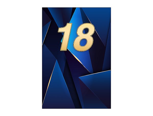 Painel De Festa Vertical 1,50 x 2,20 - 18 Anos Azul Marinho com Dourado 198