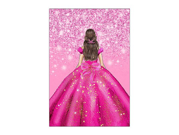 Painel De Festa Vertical 1,50 x 2,20 - Princesa Pink Efeito Glitter 204