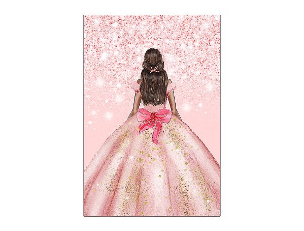 Painel De Festa Vertical 1,50 x 2,20 - Princesa Rosa Suave Efeito Glitter 206