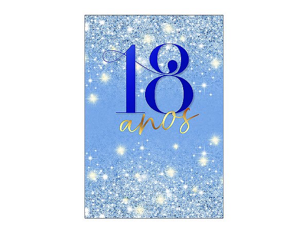 Painel De Festa Vertical 1,50 x 2,20 - 18 Anos Azul Efeito Glitter 212