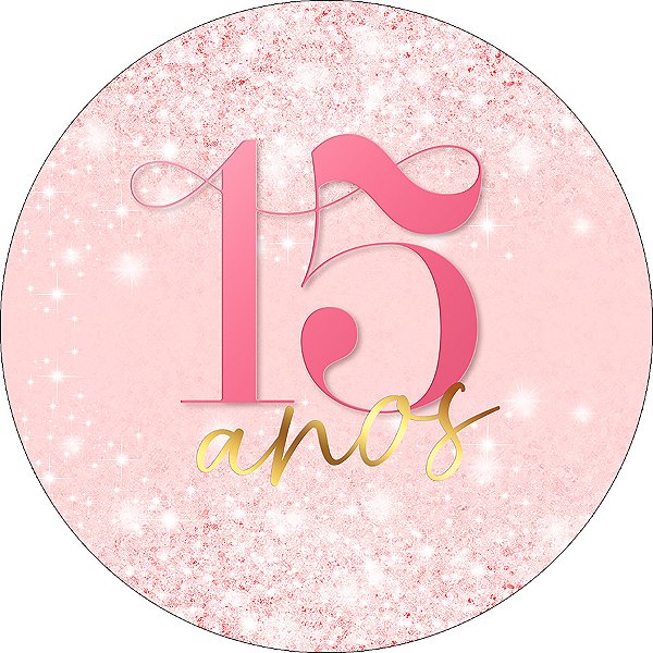 Painel De Festa Redondo 1,50x1,50 - 15 Anos Rosa Suave Efeito Glitter 315