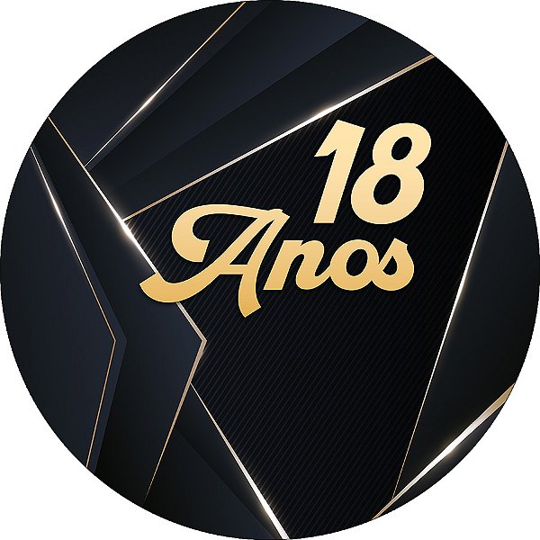 Painel De Festa Redondo 1,50x1,50 - 18 Anos Preto com Dourado 317
