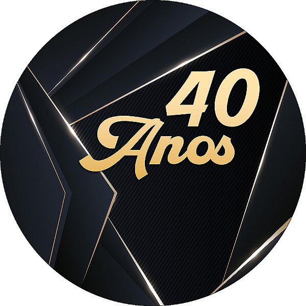 Painel De Festa Redondo 1,50x1,50 - 40 Anos Preto com Dourado 328