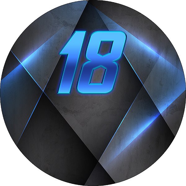 Painel De Festa Redondo 1,50x1,50 - 18 Anos Geométrico Grafite e Azul 340