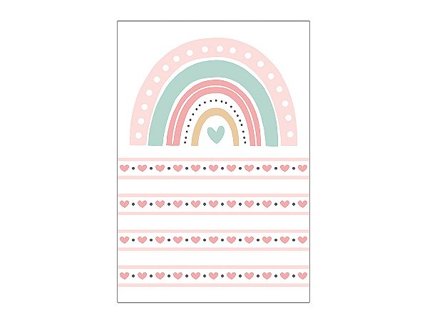 Painel De Festa Vertical 1,50 x 2,20 - Arco-íris Boho Rosa e Verde Pastel 015