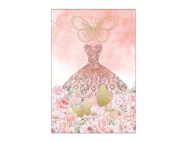 Painel De Festa Vertical 1,50 x 2,20 - 15 Anos Efeito Marmorizado Rosa 234