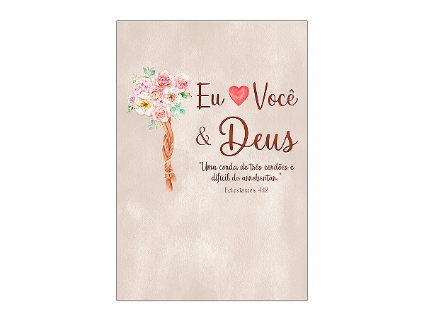 Painel De Festa Vertical 1,50 x 2,20 - Eu Amo Você & Deus Rosa e Branco 036