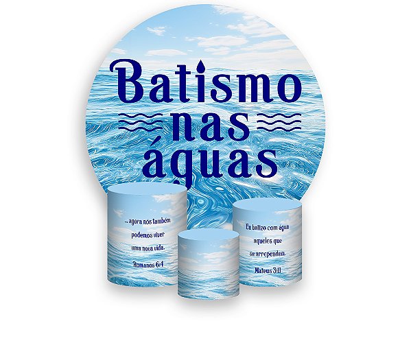 Painel De Festa Redondo 1,50 x 1,50 + Trio De Capas Cilindro - Batismo nas Águas 044