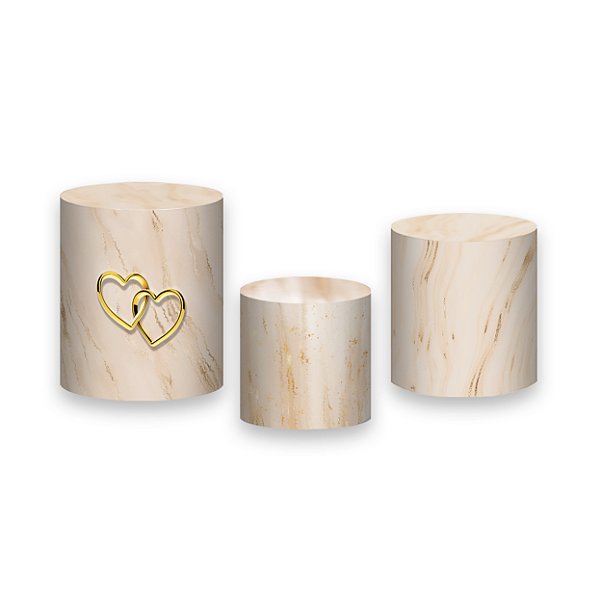 Trio De Capas De Cilindro - Alianças Bege e Dourado 014