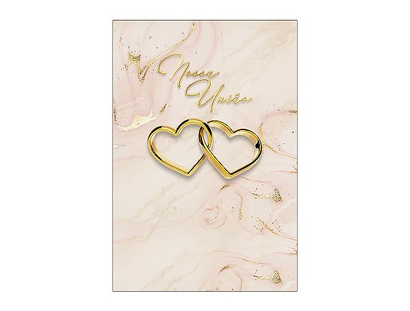 Painel De Festa Vertical 1,50 x 2,20 - Nossa União Alianças Dourado e Bege 039