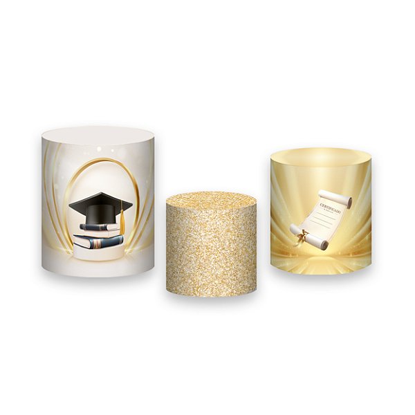 Trio De Capas De Cilindro - Formatura Capelo Dourado 017