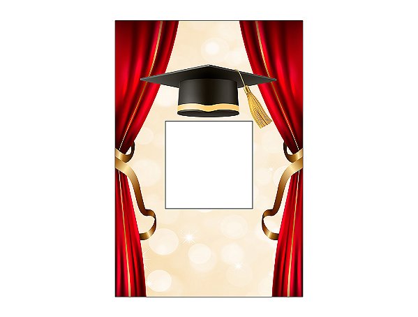 Painel De Festa Vertical Interativo 1,50x2,20 - Formatura Capelo Cortina Vermelho 032