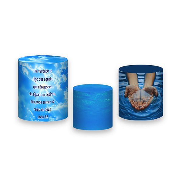 Trio De Capas De Cilindro - Evangélico Batismo nas Águas Azul 030