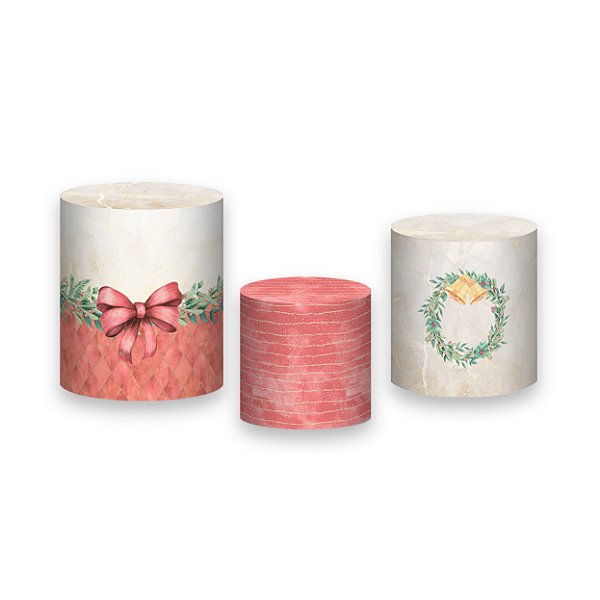 Trio De Capas De Cilindro - Feliz Natal Aquarela Poinsétia 038