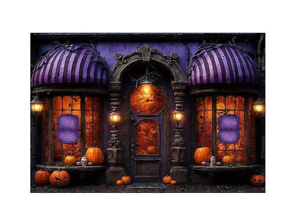 Fundo Fotográfico 2,20 x 1,50 - Halloween Laranja e Roxo 073