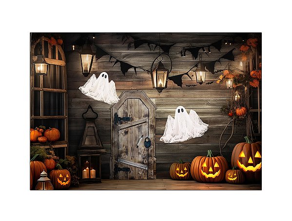 Fundo Fotográfico 2,20 x 1,50 - Halloween Casa com Fantasmas 068