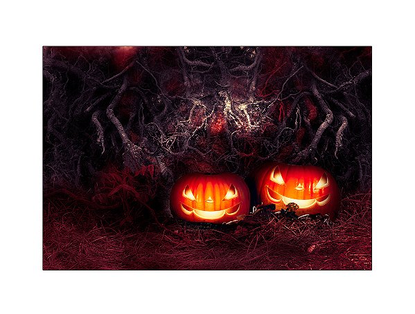 Fundo Fotográfico 2,20 x 1,50 - Halloween Abóboras Efeito Iluminado 001