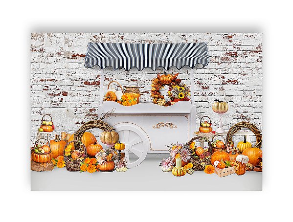 Fundo Fotográfico 2,20 x 1,50 - Cenário de Halloween Vintage Efeito Tijolos 054
