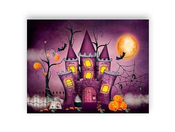 Fundo Fotográfico 1,55 x 1,20 -  Halloween Castelo Roxo 048