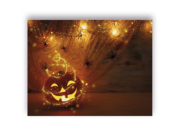Fundo Fotográfico 1,55 x 1,20 - Halloween Abóbora Efeito Iluminada 026
