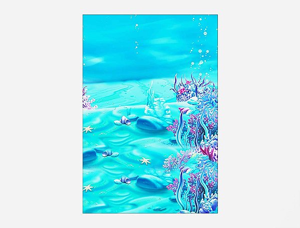 Painel De Festa Vertical 1,50 x 2,20 - Fundo do Mar Azul 002