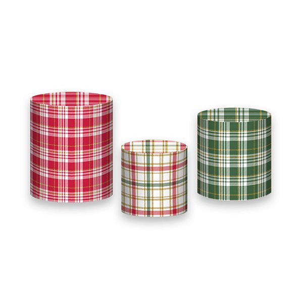 Trio De Capas De Cilindro - Natal Estampa Xadrez 042