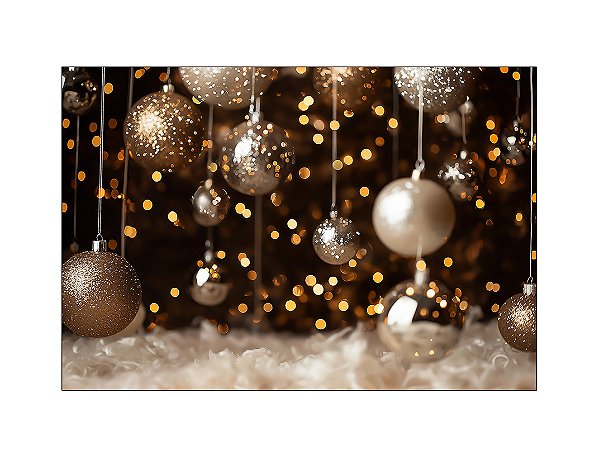 Fundo Fotográfico 2,20 x 1,50 - Enfeites de Natal Bolhinhas Douradas 123