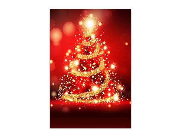 Painel De Festa Vertical 1,50 x 2,20 - Árvore de Natal Efeito Glitter Dourado 049