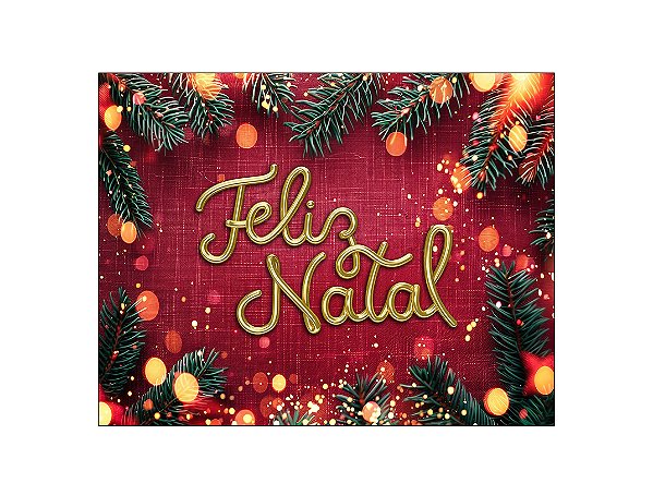Painel de Festa Horizontal 1,55 X 1,20 - Feliz Natal Vermelho e Dourado 003