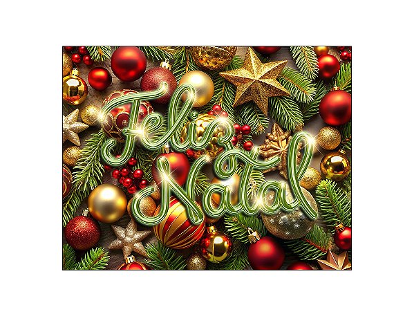 Painel de Festa Horizontal 1,55 X 1,20 - Feliz Natal Vermelho e Verde 004