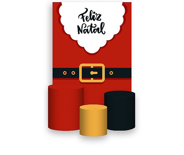 Painel De Festa Vertical 1,50 x 2,20 + Trio De Capas Cilindro - Natal Roupas do Papai Noel 048
