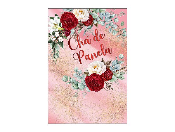 Painel De Festa Vertical 1,50 x 2,20 - Chá de Panela Efeito Mármore Floral 021