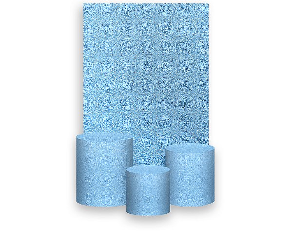 Painel De Festa Vertical 1,50 x 2,20 + Trio De Capas Cilindro - Efeito Glitter Azul Claro 082