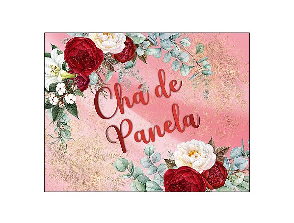 Painel de Festa Horizontal 1,55 X 1,20 -  Chá de Panela Floral Rosa 017