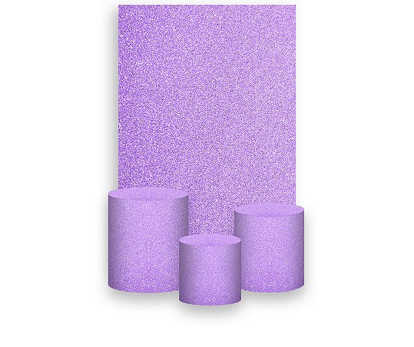 Painel De Festa Vertical 1,50 x 2,20 + Trio De Capas Cilindro - Efeito Glitter Lilás 088