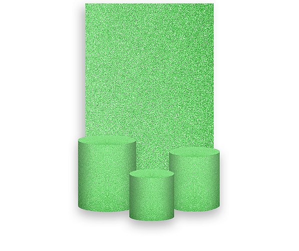 Painel De Festa Vertical 1,50 x 2,20 + Trio De Capas Cilindro - Efeito Glitter Verde Claro 095