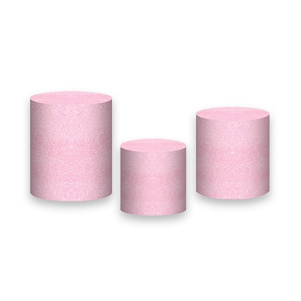 Trio De Capas De Cilindro - Efeito Glitter Rosa Pastel Suave 103