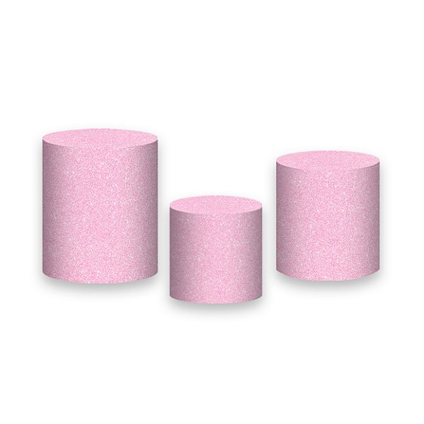 Trio De Capas De Cilindro - Efeito Glitter Rosa Pastel 104