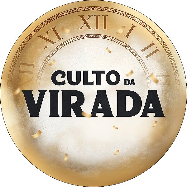 Painel De Festa Redondo 1,50x1,50 - Culto de Virada 365 Dias Folhas Douradas 052