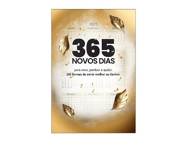 Painel De Festa Vertical 1,50 x 2,20 - Igreja 365 Dias Folhas Douradas 069