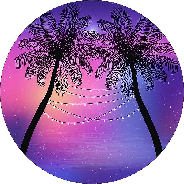 Painel De Festa Redondo 1,50x1,50 - Noite Tropical 021